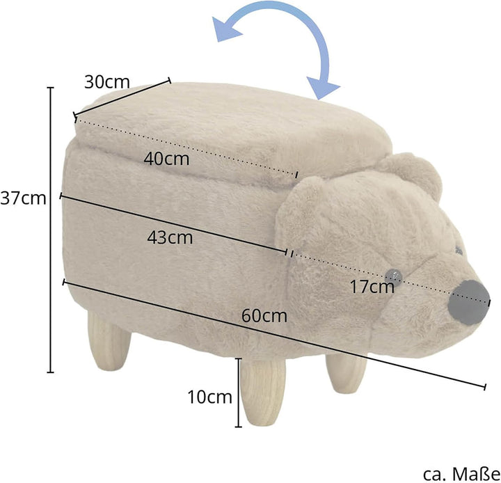 SVITA Animal Storage Kinderhocker Tierhocker mit Stauraum gepolsterter Hocker mit Holzbeinen Braun T