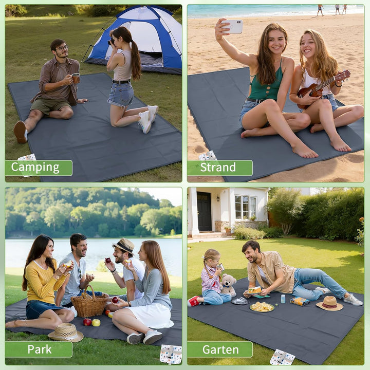 Kiiwah Picknickdecke Outdoor 200 x 150 cm, Faltbar Picnic Blanket Waterproof Leicht und Tragbar Stra