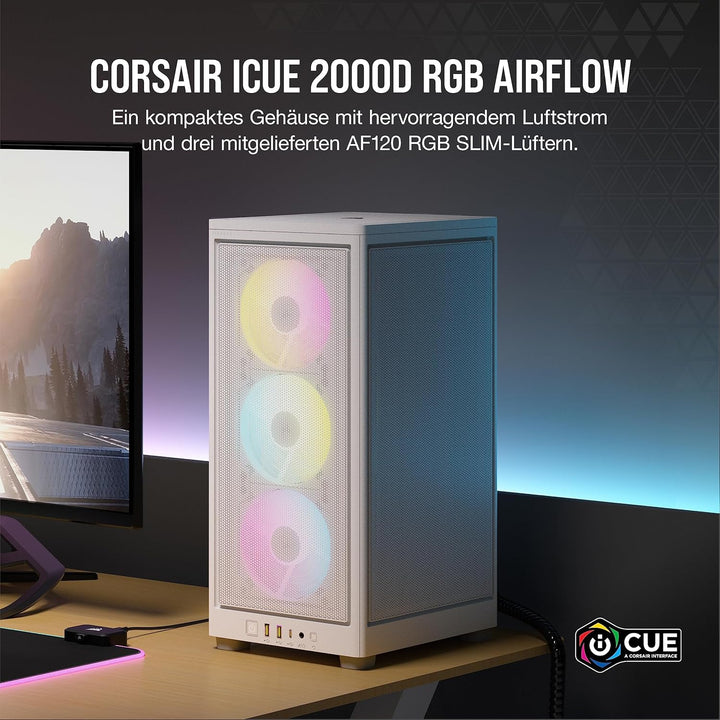 Corsair iCUE 2000D RGB Airflow PC-Gehäuse Mini ITX – Form Mini-ITX – Platten aus Stahl – 3 x Slim AF