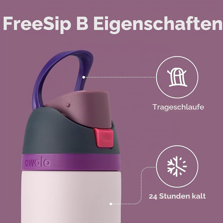 OWALA FreeSip Isolierte Edelstahl Trinkflasche mit Strohhalm, 710 ml – BPA-frei, optimal für Sport,