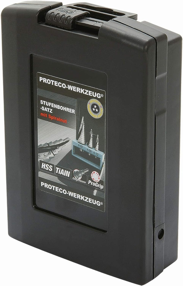 Proteco-Werkzeug® HSS Titan TIN TiALN Profi Stufenbohrer Konusbohrer Schälbohrer Metallbohrer Set 3-