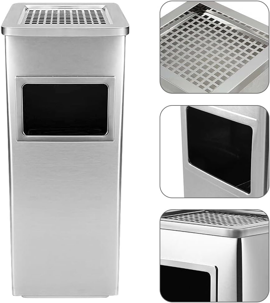 Runder Aschenbecher für den Aussenbereich, lackierter Edelstahl, 30L/35L/48L, abnehmbarer Büro-Mülle