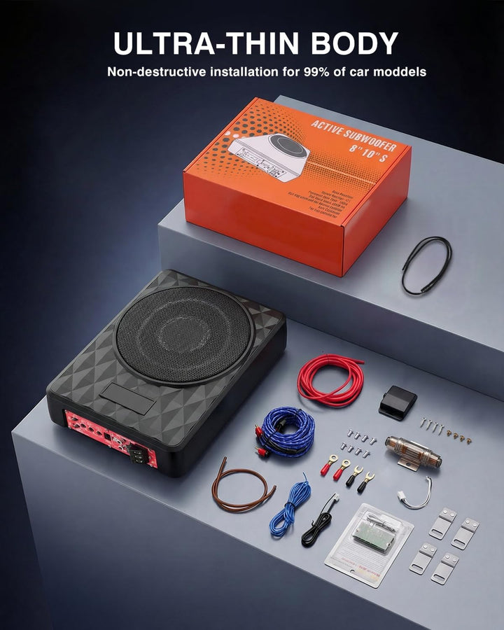 Aktivsubwoofer Geeignet für Auto/Truck, Ultraflacher Auto-Subwoofer, Mit Integriertem Verstärker, Un