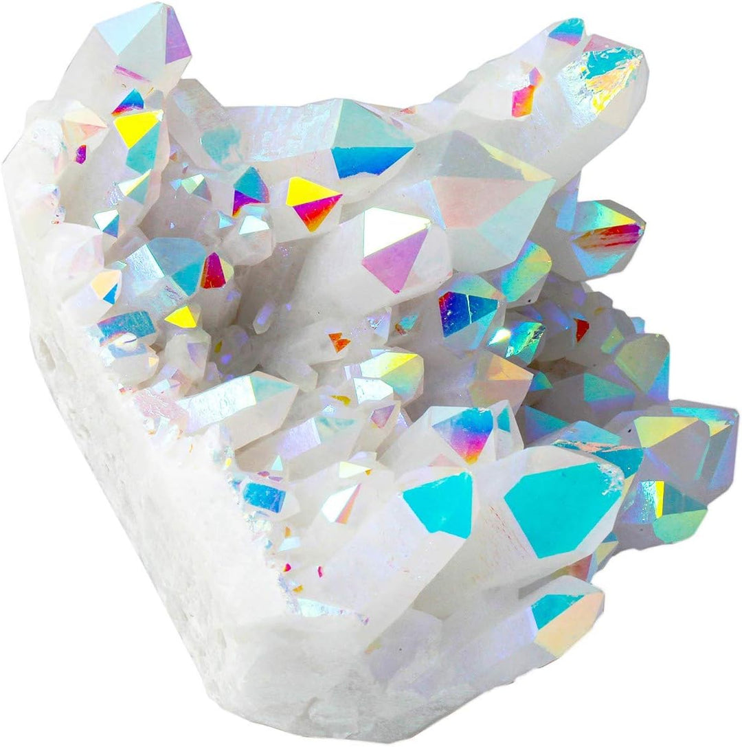 mookaitedecor Titanium Coated Natürlichen Bergkristall Rohstück Geode Dekorative Stein Naturstück Ed