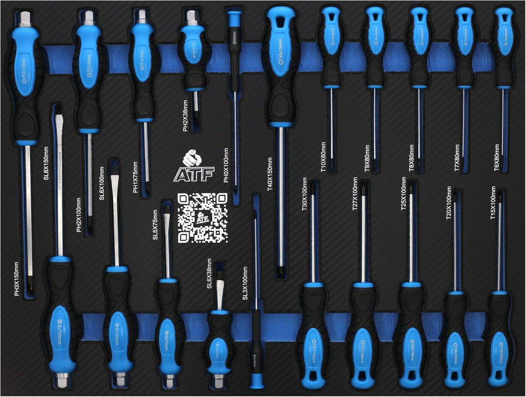 ATF Premium Werkzeugeinlage, 273-teilig bestückt, Steckschlüssel-/Schraubendreher-/Zangen Set, CV mi