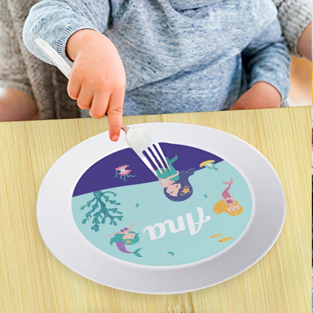 Wanapix | Kindertellen unzerbrechlichen mit Name | Plastikteller für Kinder - Schule - Kindergarten