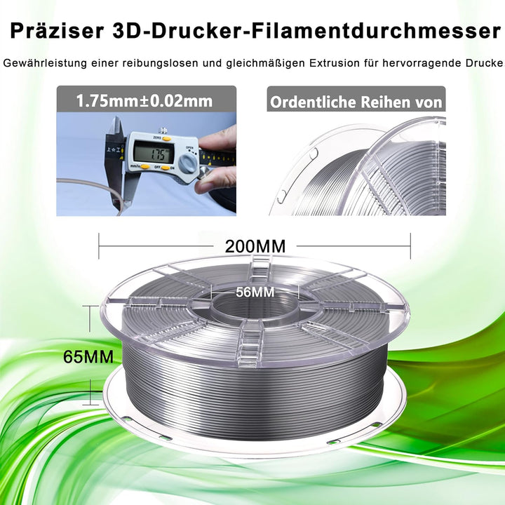 iBOSS PLA Plus (PLA+) Glänzendes Seide 3D Drucker Filament 1,75mm, Seiden filament Masshaltigkeit +/