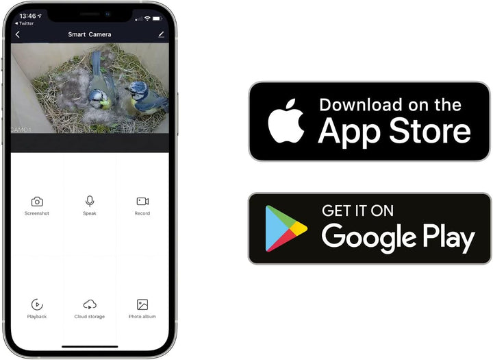 Nestblick Plus in Beige mit WLAN-Kamera. Nistkasten für Live-Beobachtung mit App, Full-HD, Nachtsich