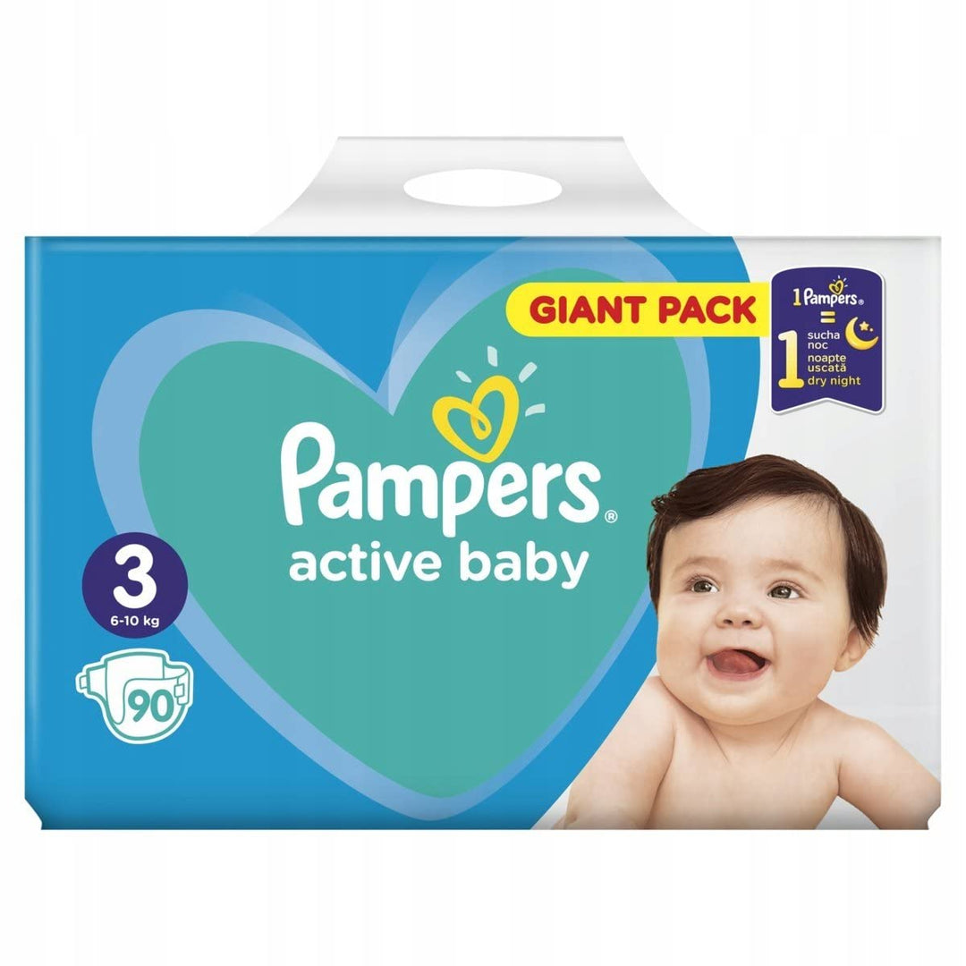 Pampers (Alte Version), Windeln Grösse 3 (6-10 kg), Active Baby Windeln, 90 Stück