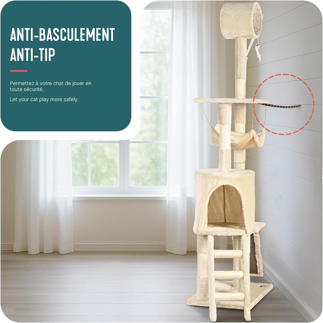 VOUNOT® Kratzbaum Katzenbaum 155 cm hoch, Stabil Mehrstöckiger Kletterbaum Katzenkratzbaum mit Kratz