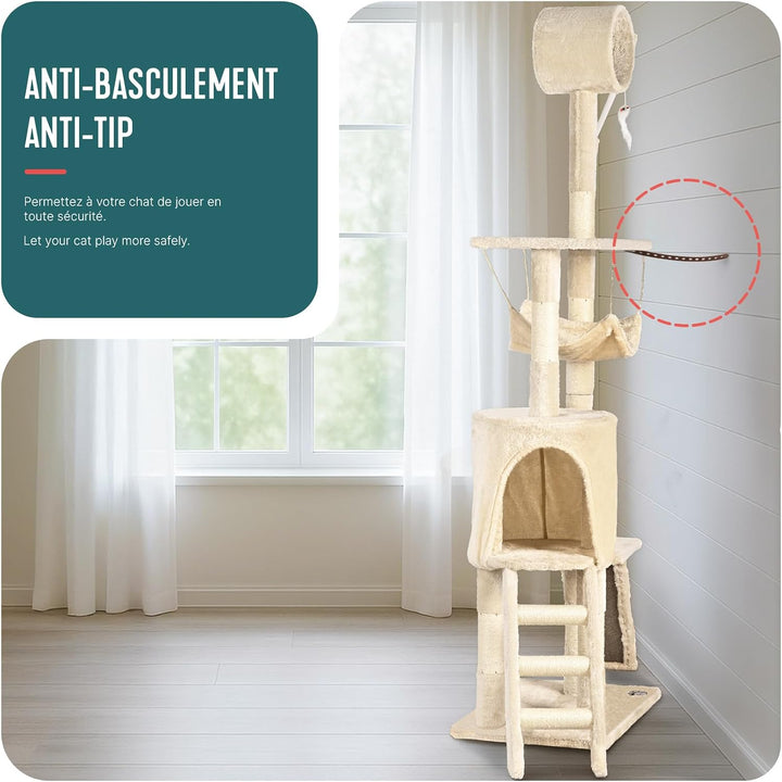 VOUNOT® Kratzbaum Katzenbaum 155 cm hoch, Stabil Mehrstöckiger Kletterbaum Katzenkratzbaum mit Kratz