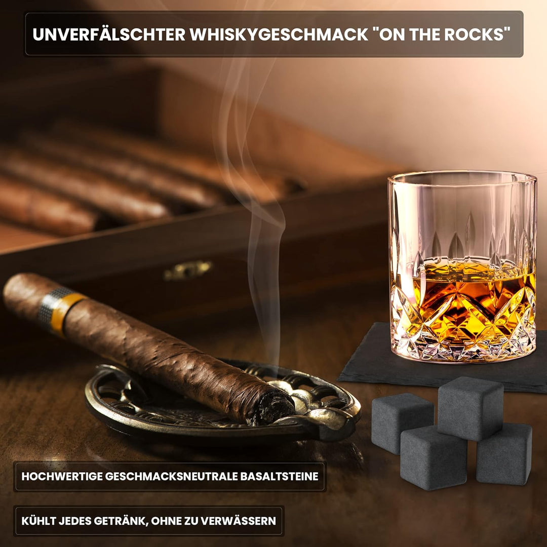 Twhisky Premium Whisky Glas Geschenkset - 1 Whiskey Glas Tumbler 300 ml, 4 wiederverwendbare Whisky