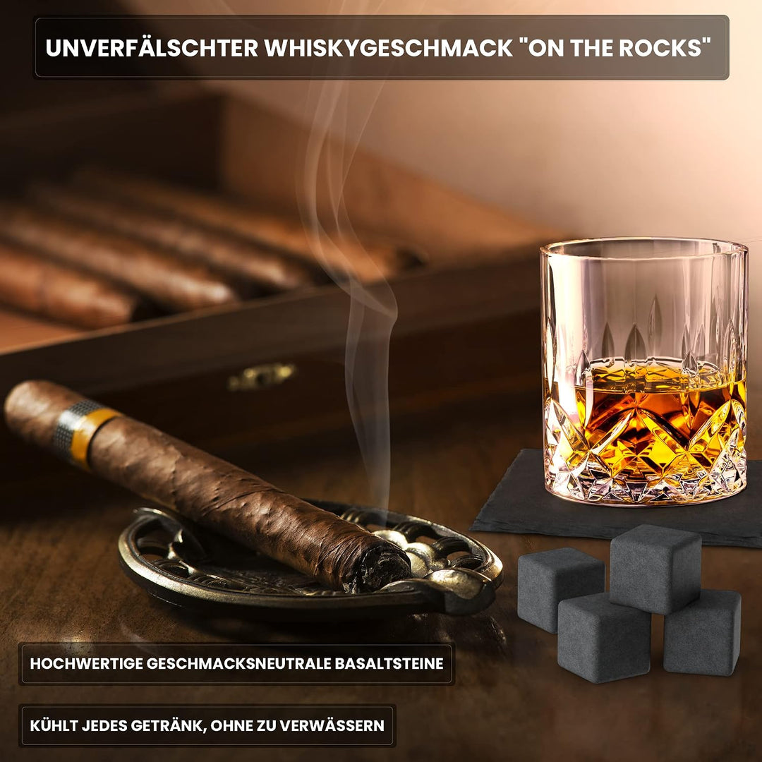 Twhisky Premium Whisky Glas Geschenkset - 1 Whiskey Glas Tumbler 300 ml, 4 wiederverwendbare Whisky