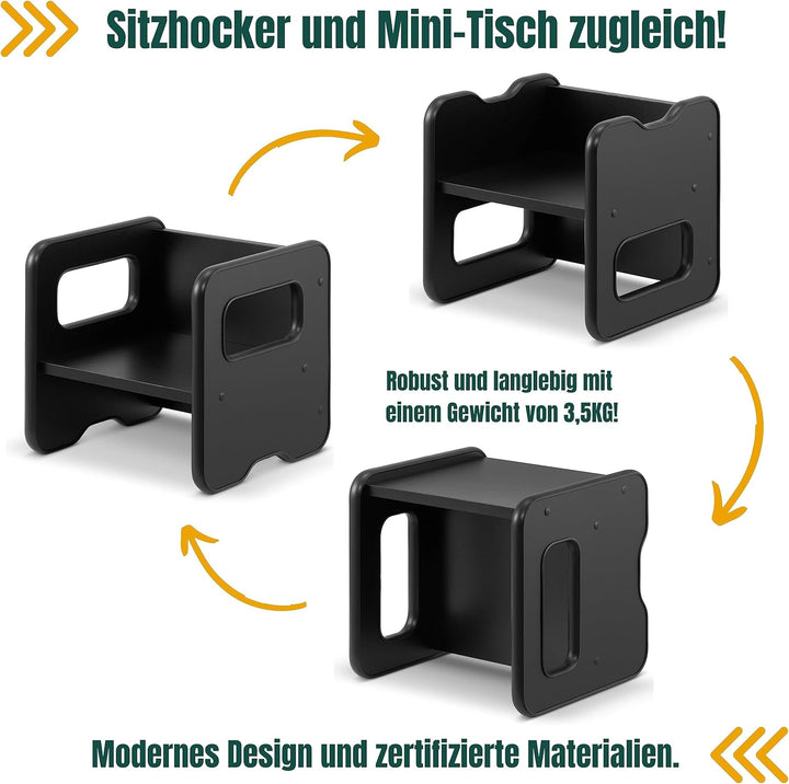 defiPad Sitzhocker für Kinder | Stylisch Wendehocker | Kindersessel ab 1 Jahr | Babystuhl Hocker Hol