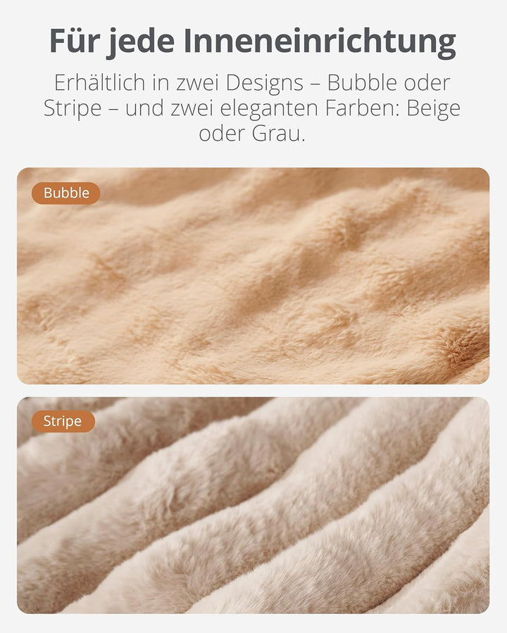 Duux Yentl Striped Elektrische Wärmedecke – 200x200 cm – Extra Weich – 9 Heizstufen & Timer – Waschb