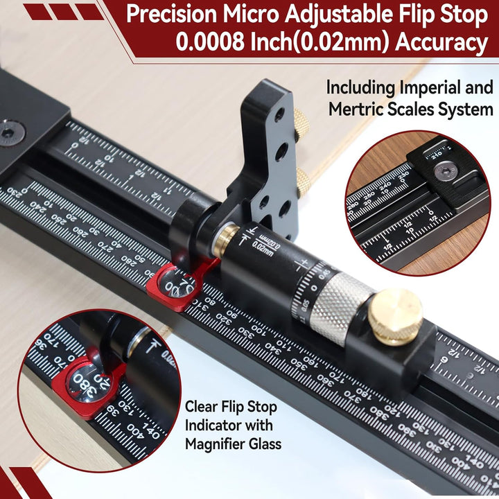 Schienensäge-Parallelführungssystem mit mikro-verstellbarem Flip-Stop, Präzisions-Holzbearbeitungs-S