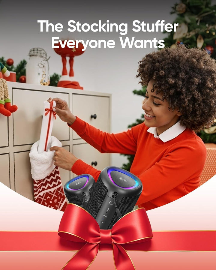 AY Tragbarer Bluetooth Lautsprecher mit Licht, Musikbox Bluetooth mit Leistungsstarker Kristallklare