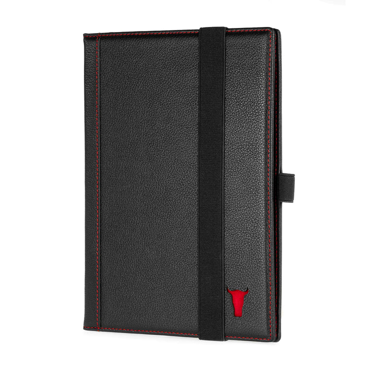 TORRO Echtleder Hardback Notizbuch [Nachfüllbar] [Stiftschlaufe] [Gummiband] [Liniertes Papier] (A5