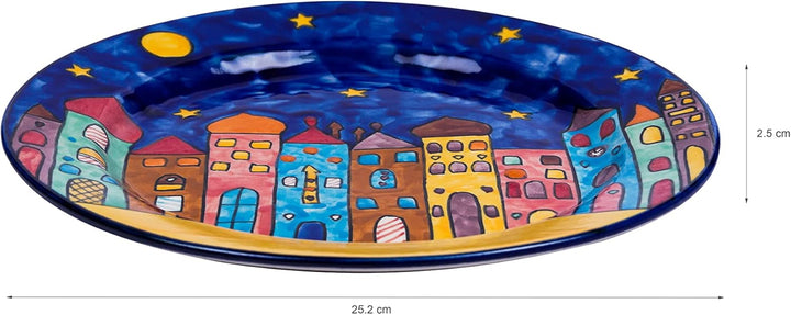 Gall&Zick Speiseteller Teller bunt bemalt Deko Geschirr Handbemalt Village Design (25cm) set/2, 25cm