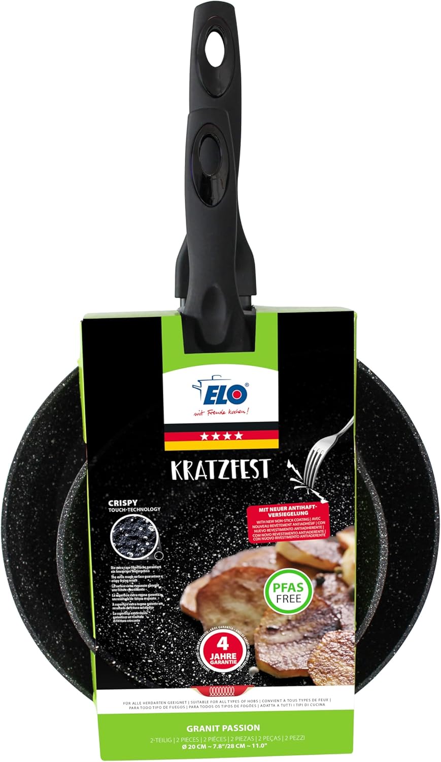 ELO Granit Passion Pfannen-Set 2-teilig, 20 + 28 cm, ELODUR® Select Antihaftersiegelung, extra raue