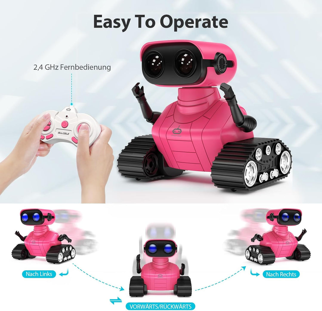 ALLCELE Roboter Kinder Spielzeug Mädchen RC Roboter Spielzeug mit Fernbedienung, Süss Aussehen, Inte