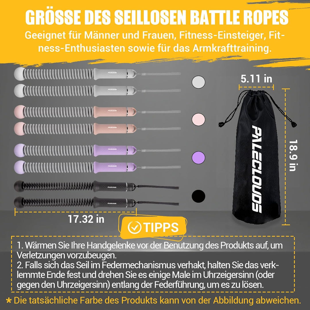Ropeless Battle Ropes, Battle Rope Ohne Seil mit Tragetasche & Übungsanleitung, Gewichtete Trainings