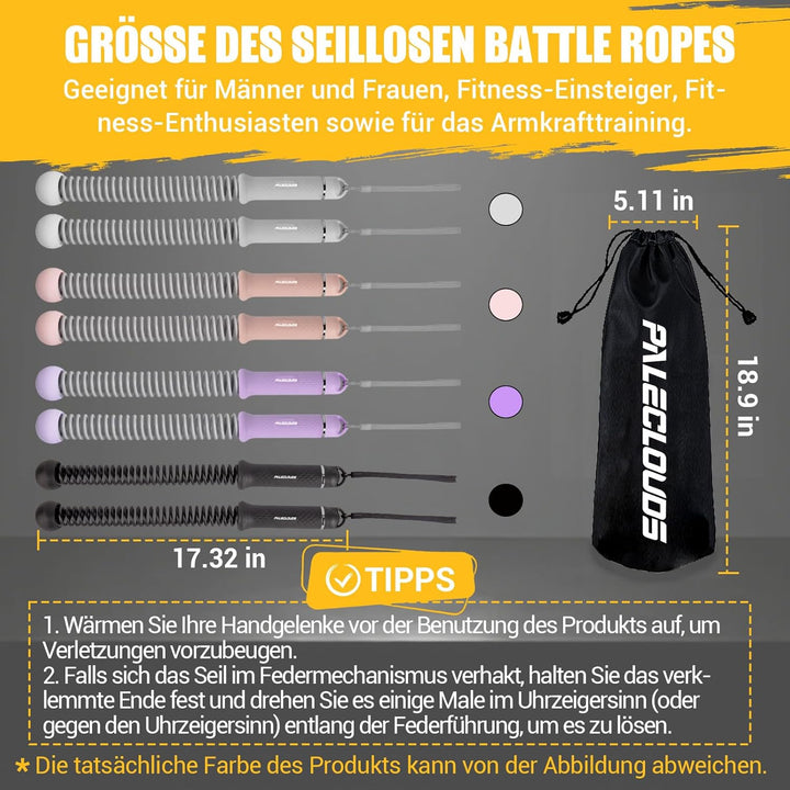 Ropeless Battle Ropes, Battle Rope Ohne Seil mit Tragetasche & Übungsanleitung, Gewichtete Trainings