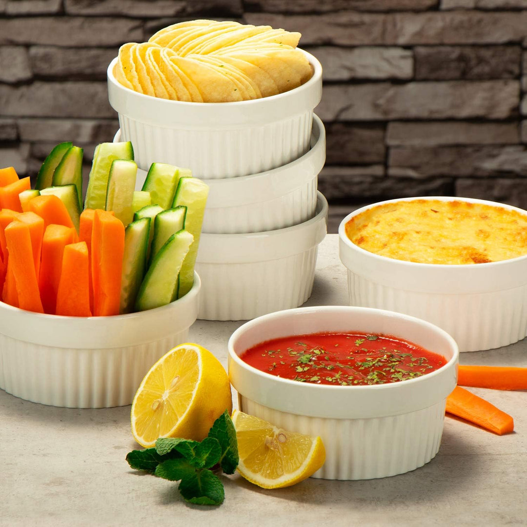 COM-FOUR® 6x Soufflé Förmchen Ø 11 cm - je 270 ml - Creme Brulee Schälchen aus Keramik - Ofenfeste F