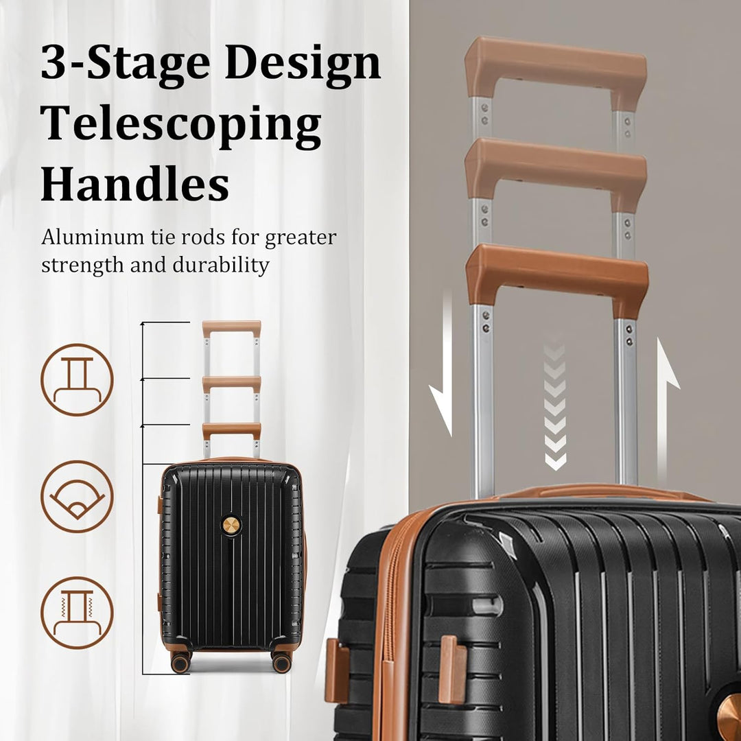 Joyway Kofferset 3 Teilig von PP Hartschalen Trolley Kofferset mit TSA Schloss und 4 Rollen Der Hand