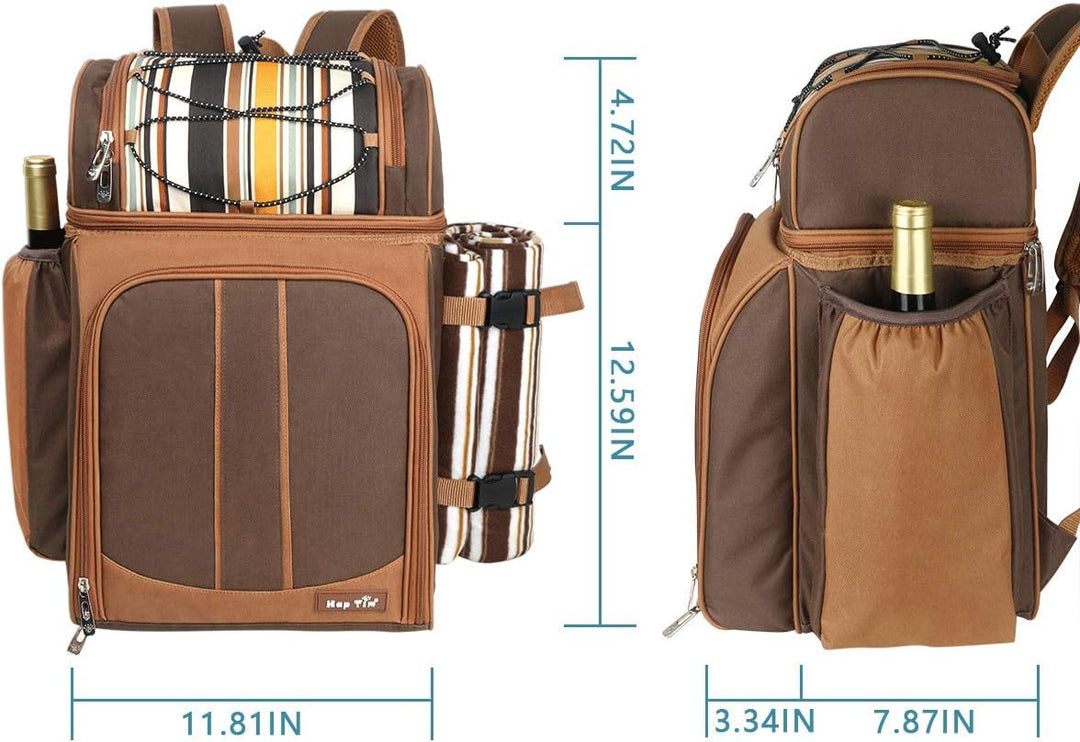 Hap Tim Picknick-Rucksack-Kühler für 2 Personen mit isolierter auslaufsicherer Kühltasche, Weinhalte