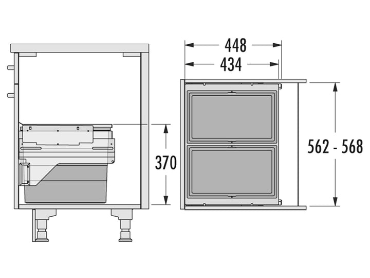Hailo Abfallsammler 361084 | Cargo 2X 28 Liter | für 60cm Schrankbreite | Einbau Mülleimer Auszug |