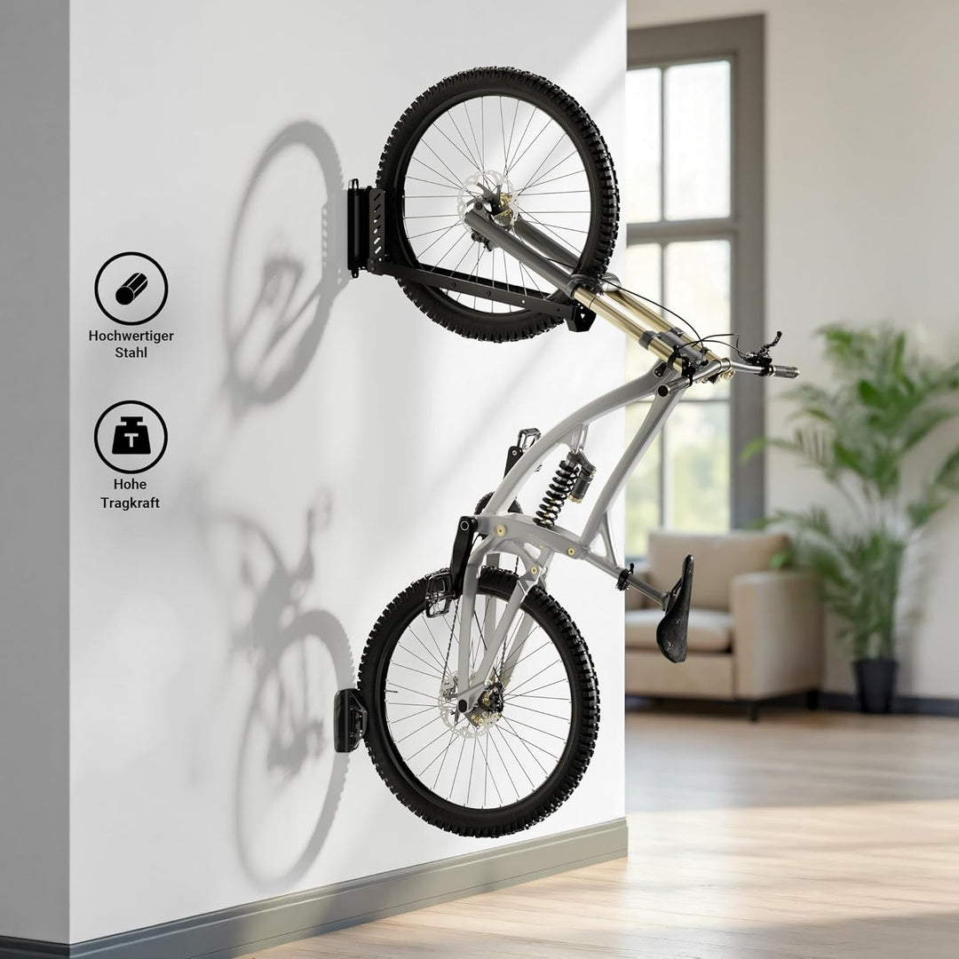 Wiltec Fahrrad Wandhalterung 11,8 x 30,7-34 x 43,8-62,5 cm bis 35 kg, Fahrradhalterung universell, f