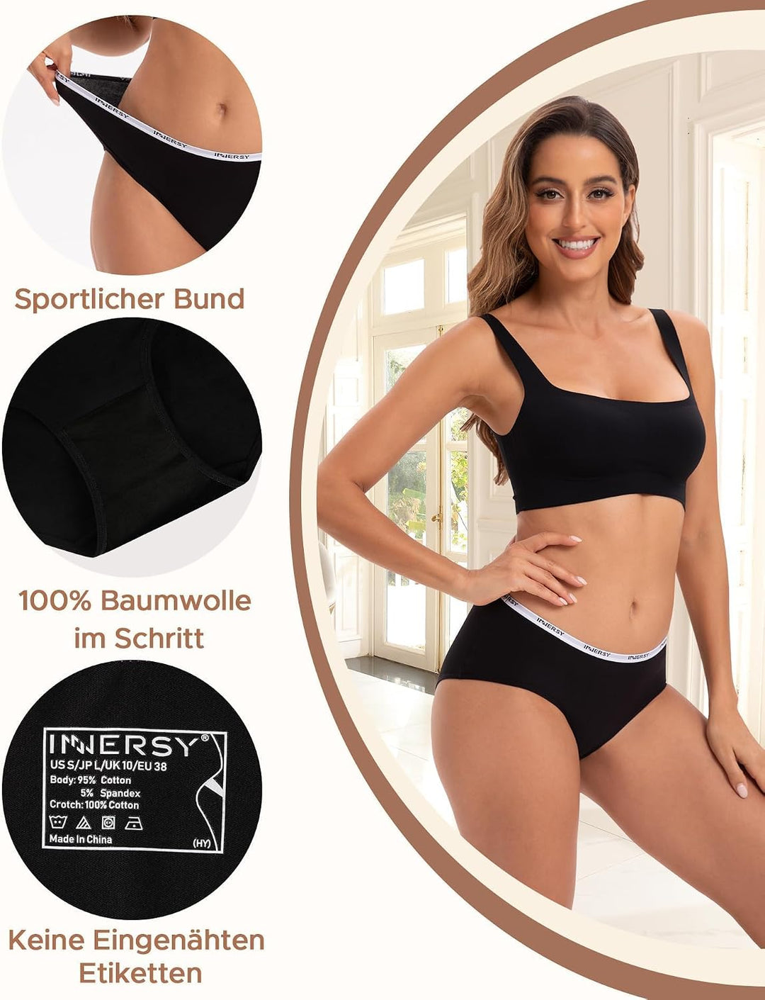 INNERSY Unterhosen Damen Baumwolle Slips Mehrpack Hipster Bequem Unterwäsche 6er Pack XXL Dunkle, XX