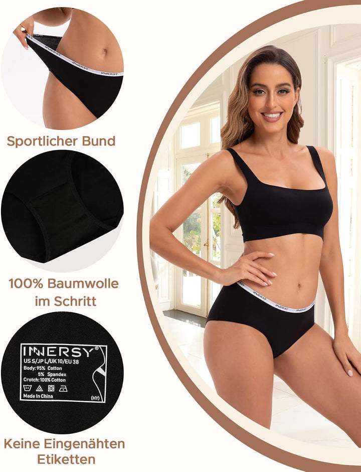 INNERSY Unterhosen Damen Baumwolle Slips Mehrpack Hipster Bequem Unterwäsche 6er Pack XXL Dunkle, XX