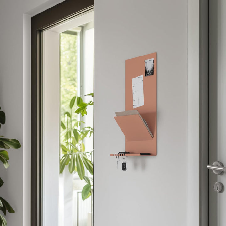 byde Wandorganizer Heke aus Stahlstruktur. 30 x 9 x 49 cm 3-in-1 Wandregal mit Magnettafel und Magne