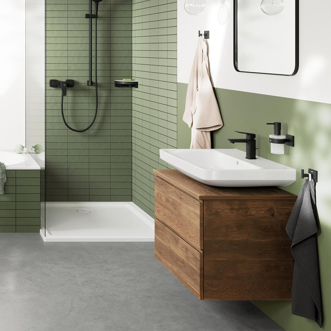 GROHE Dice, Waschtischarmatur, wassersparend (Wasserhahn für das Bad, Badarmatur mit Zugstangen-Abla
