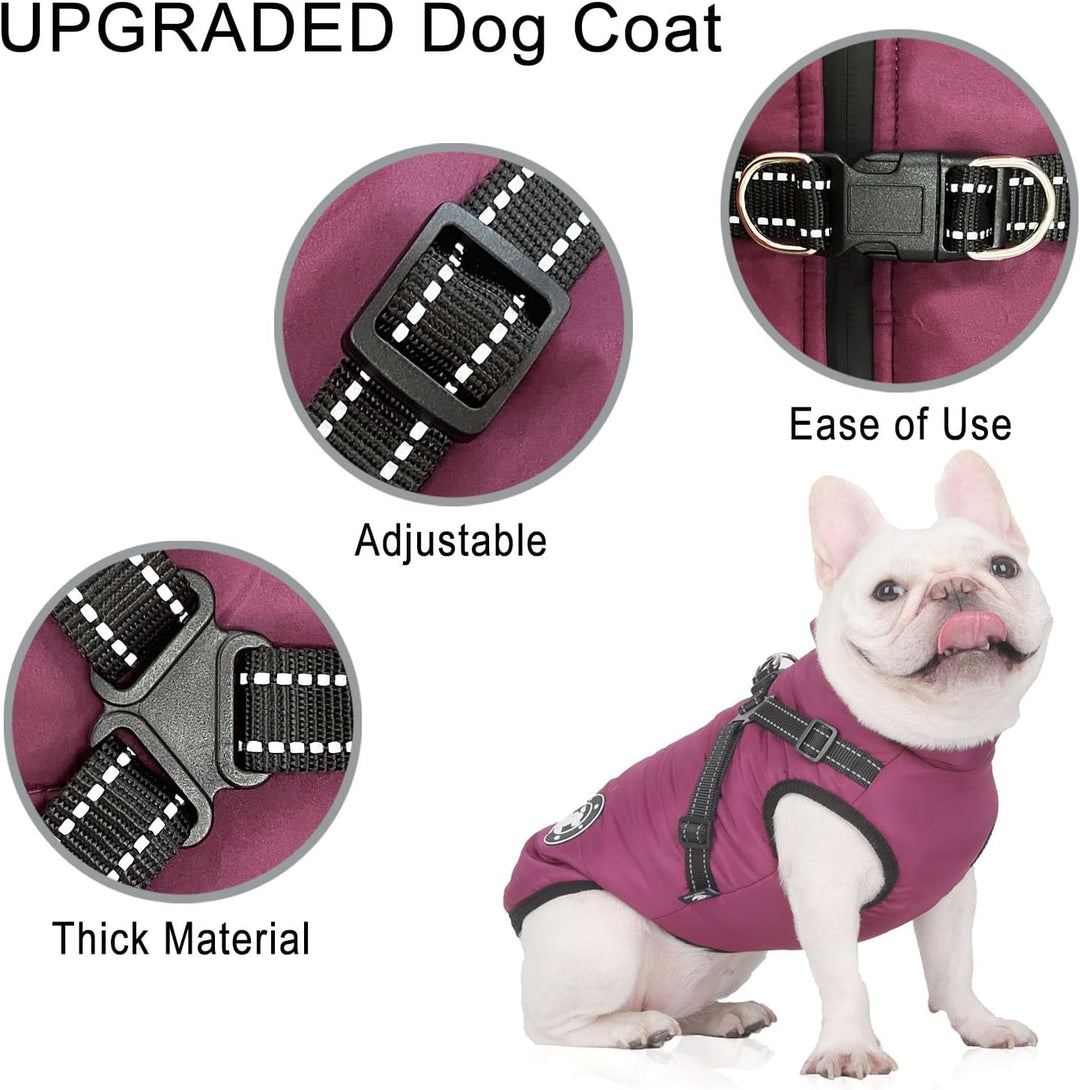 Hundemantel Wasserdicht, Hundemantel Französische Bulldogge, Warme Weste mit Hundegeschirr, Verschie