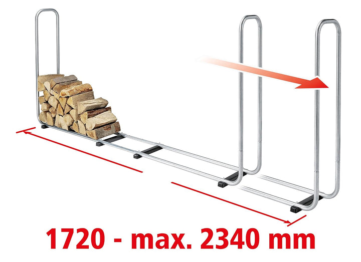 wolfcraft Stapelhilfe für Brennholz 5122000 / Verstellbare Kaminholzaufbewahrung für den Aussenberei
