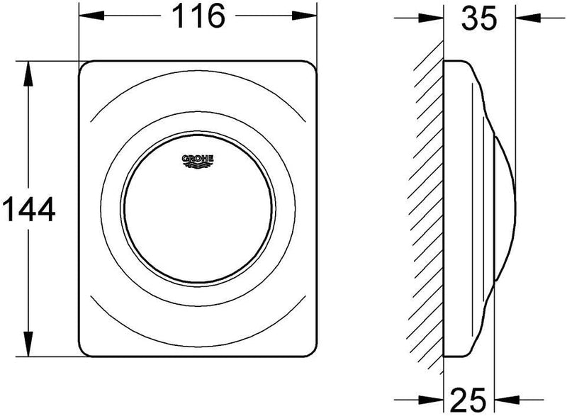 GROHE Betätigungsplatte Surf, 116 x 144 mm, alpinweiss 38808SH0