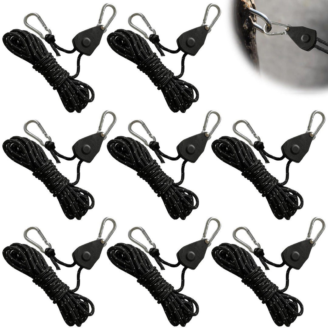 8 Stück 2M Reflektierend Abspannseile Seil mit Seilspanner: 4mm einstellbare Seil Ratsche, Rope Seil
