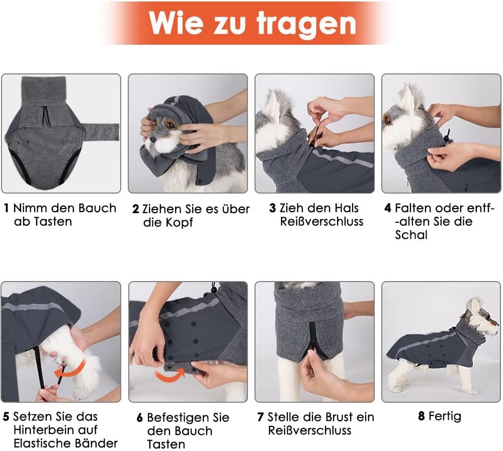 SlowTon Wintermantel für Hunde, Warmes Futter aus Polar Fleece Aussenjacke für Hunde mit Rollkragens
