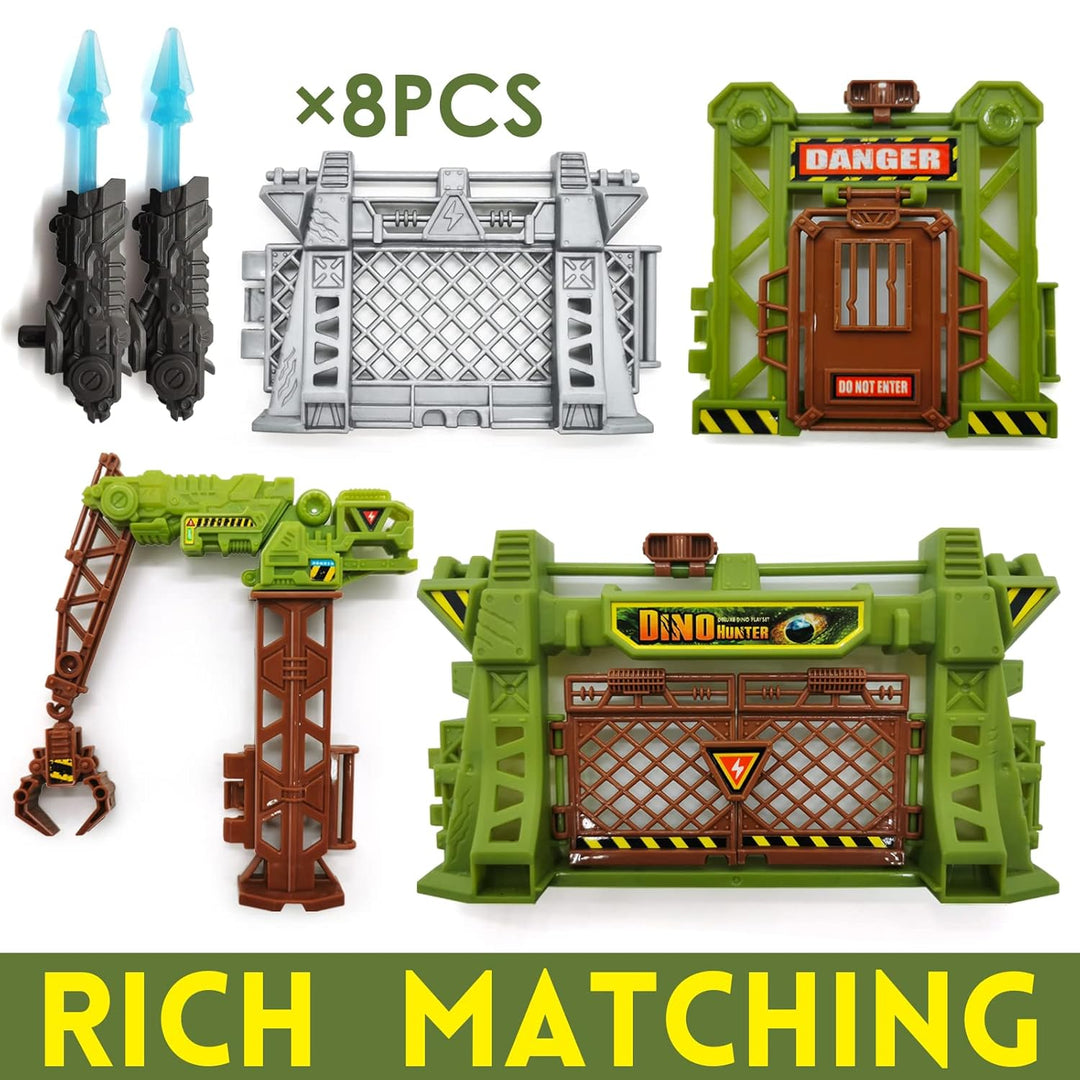 Oriate Dinosaurier Catch n Run Kampfspielset, inklusive Big Trex & Carnotaurus 12 Miniatur-Dino-Figu
