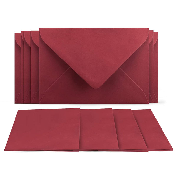 100 Klappkarten mit Umschlägen Set Dunkelrot - DIN A6 Blanko Doppelkarten 14,8 x 21 cm (160 g/m²) -