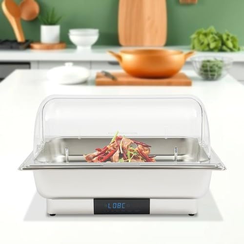 Elektrischer Buffetwärmer, mit LED-Display, 9 l, Buffet, 2 Behälter, aus Edelstahl, einstellbare Tem