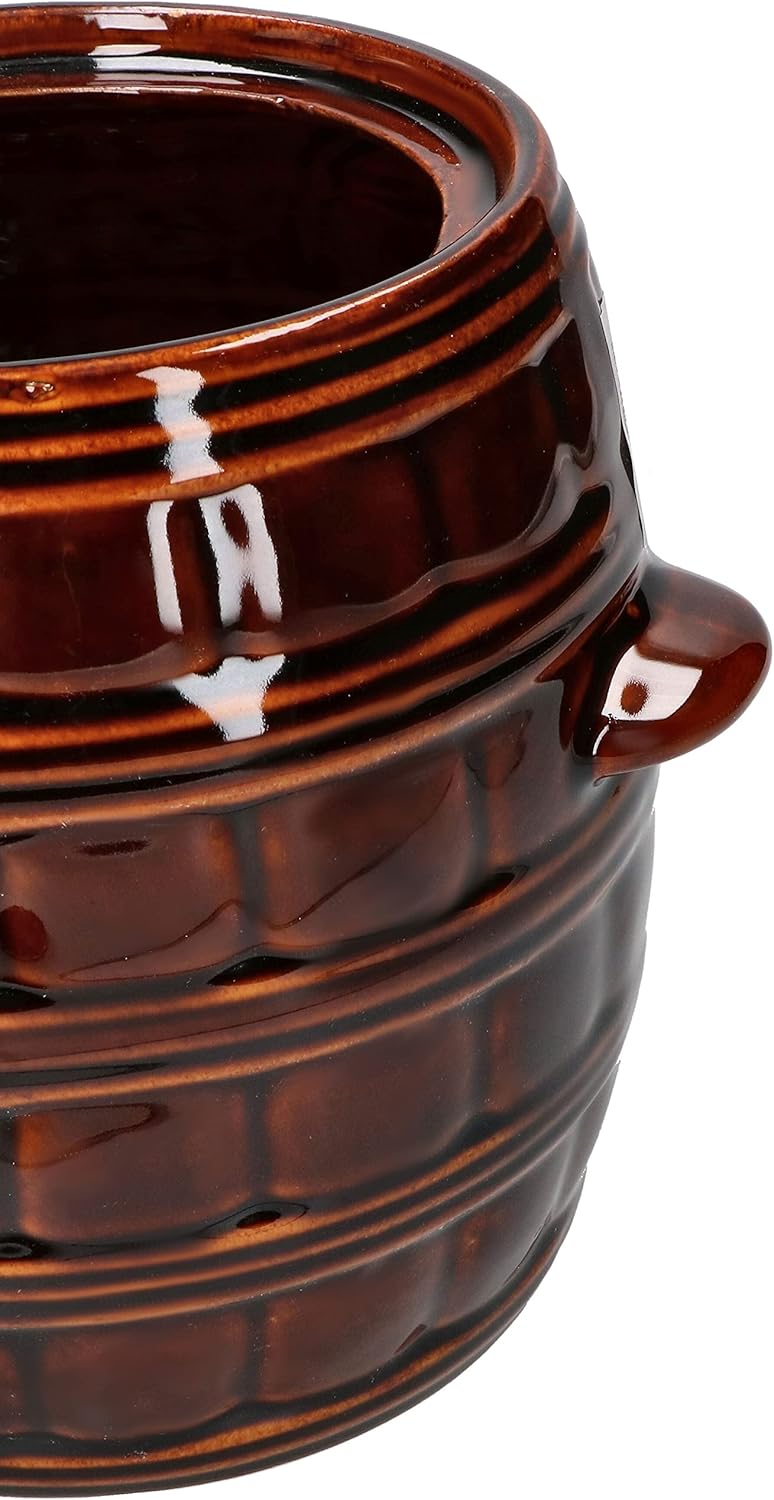 KOTARBAU® Steinguttopf 5 L Gärtopf Sauerkrauttopf Gurkentopf Einmachtopf aus Steinzeug mit Deckel Ke