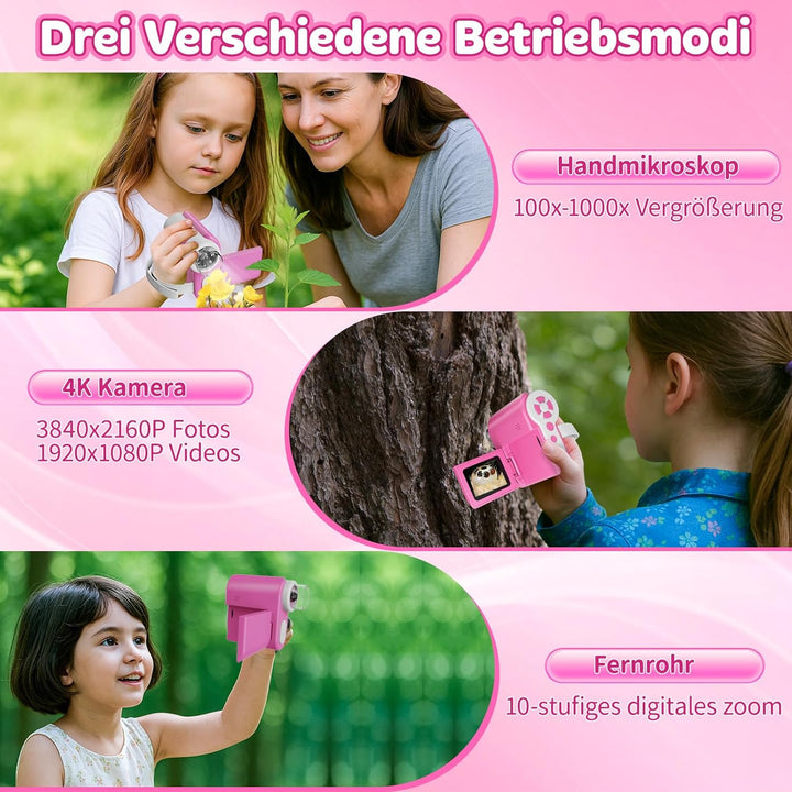 HUTACT Handy Digitales mikroskop für Kinder: 1000-faches Tragbares Mikroskop Kamera mit 4K-2,0-Zoll-