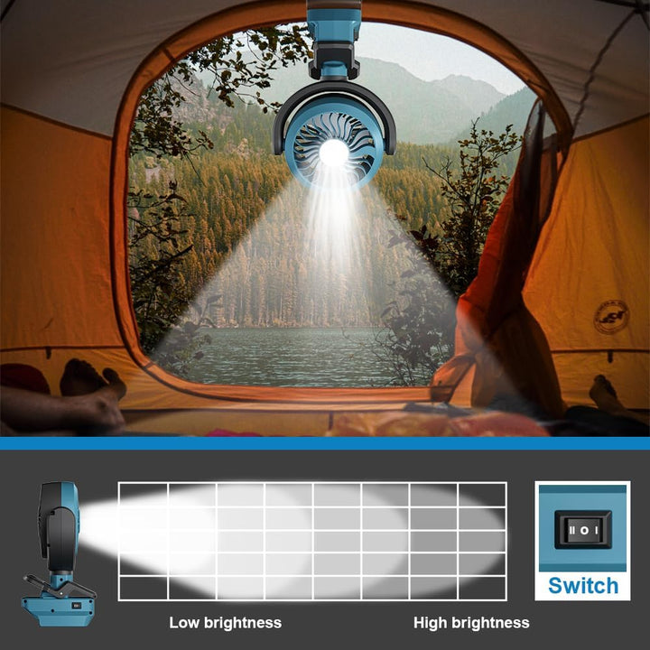 GGiking Akku-Ventilator Universal, Kabelloser Lüfter für Bosch akkus BAT618, Geeignet für Camping, W