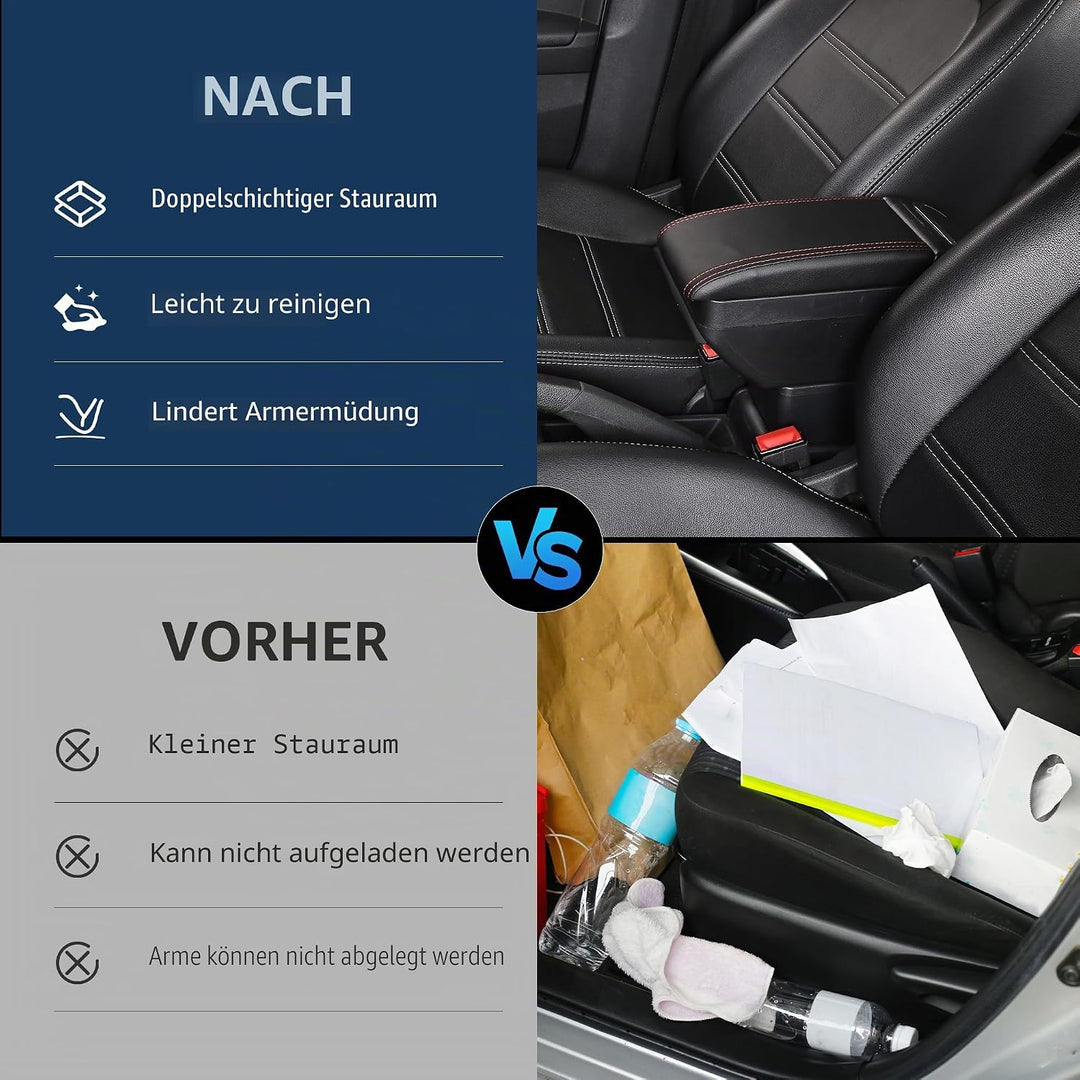 KAERGK Auto Armlehne für Kia Picanto 2006-2019 Doppelschicht Mittelkonsole Grosse Aufbewahrungsbox m