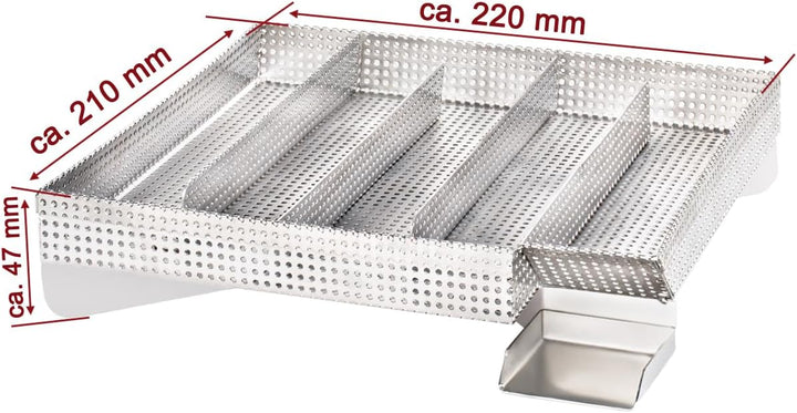 Beeketal 'Smoke XXL' Sparbrand Kaltraucherzeuger aus V4A Edelstahl mit 5 Kammern (L/B/H) ca. 205 x 2