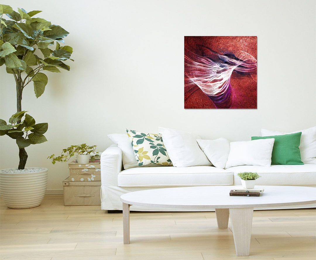 Paul Sinus Art Bild auf Leinwand Abstrakt301_60x60cm rotbraun Schleife Abstraktes Motiv quadratische